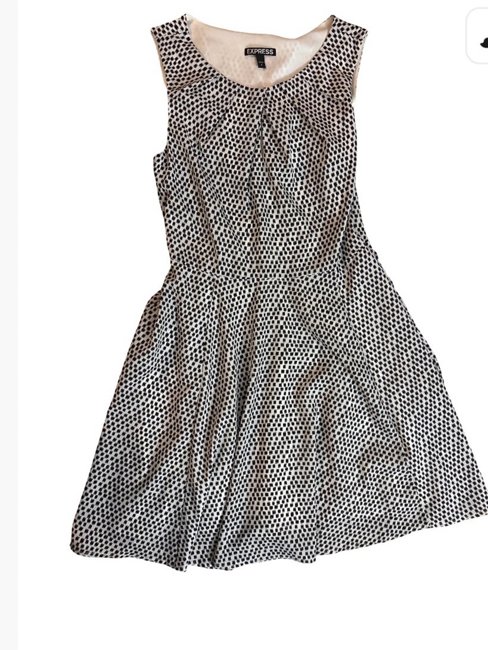 Express Black and White Polka Dot Sleeveless Fit & Flare Dress